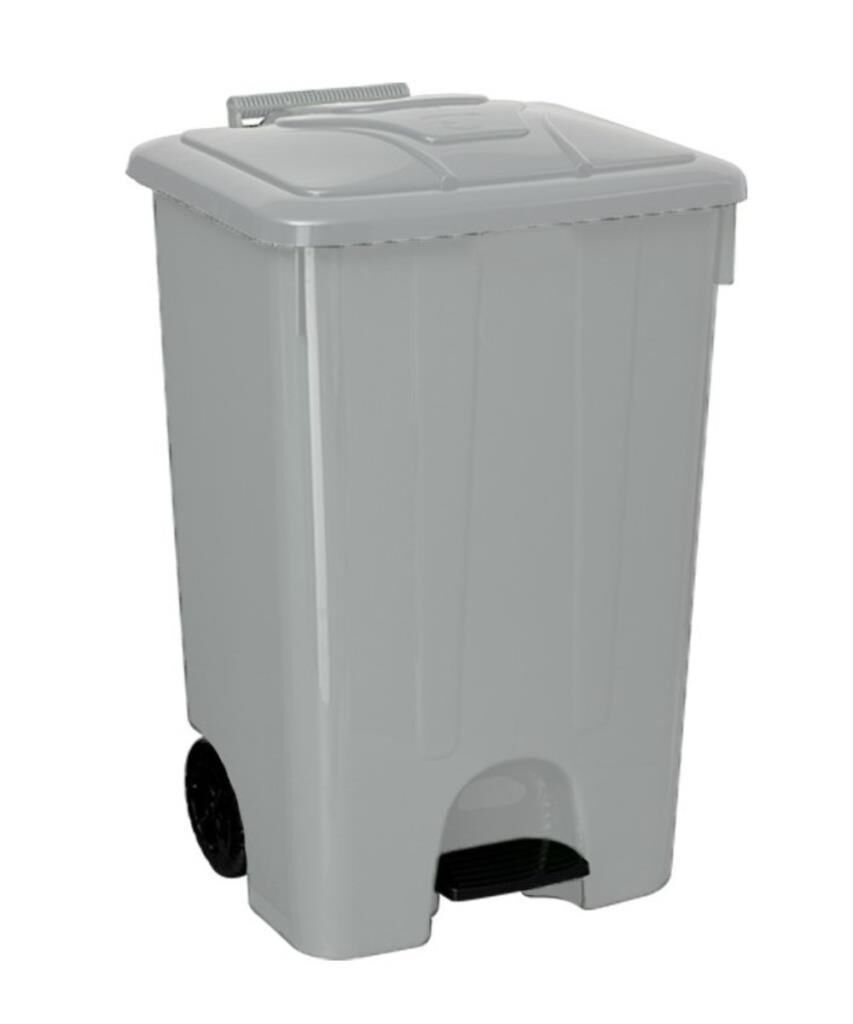 Omnipazar SY-4265 Gri 85 lt Köşeli Pedallı Tekerlekli Çöp Kovası