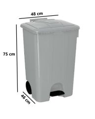 Omnipazar SY-4265 Gri 85 lt Köşeli Pedallı Tekerlekli Çöp Kovası