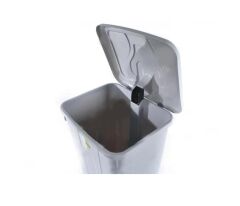 Omnipazar SY-4265 Gri 85 lt Köşeli Pedallı Tekerlekli Çöp Kovası