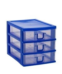 Omnipazar SY-4538 Cindy Box Mini Plastik Komidin Çekmecelik 3 Katlı Mavi