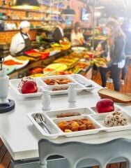 Omnipazar SY-5120 6 Adet Beyaz Kırılmaz Tabldot Tabak Tepsi 5 Bölmeli