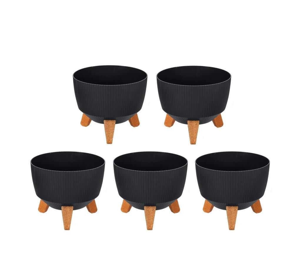 Omnipazar ELF-494 Dekoratif Ayaklı Nostalji Saksı 2.8 lt Antrasit 5 Adet