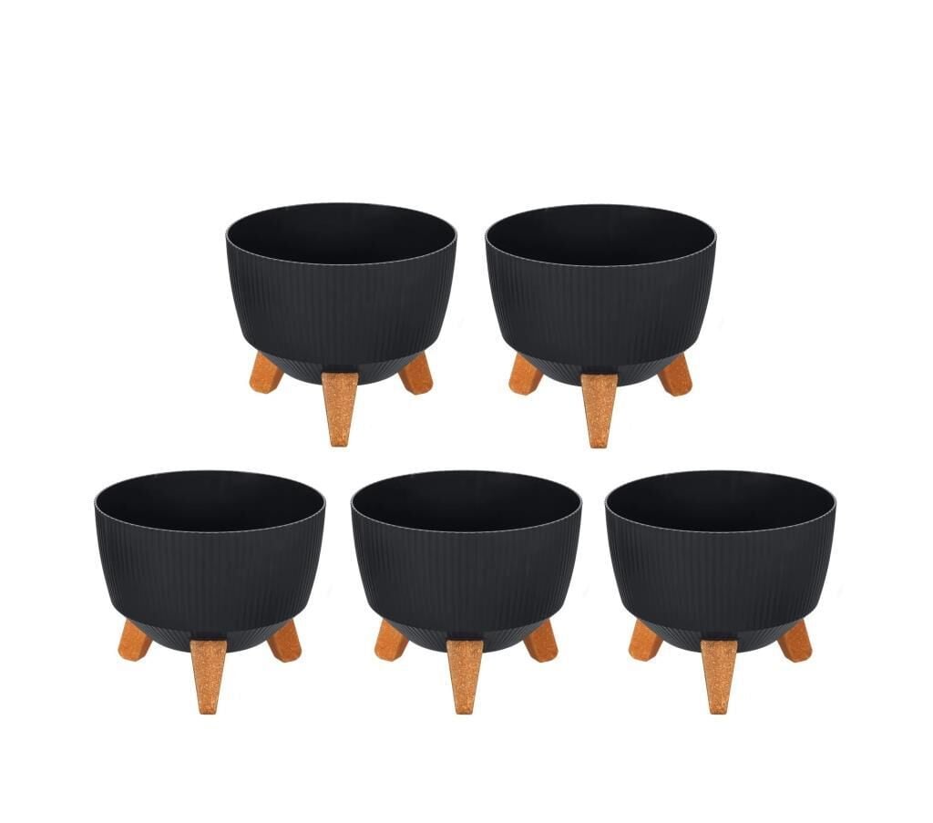 Omnipazar ELF-494 Dekoratif Ayaklı Nostalji Saksı 2.8 lt Antrasit 5 Adet