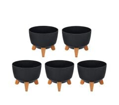 Omnipazar ELF-494 Dekoratif Ayaklı Nostalji Saksı 2.8 lt Antrasit 5 Adet