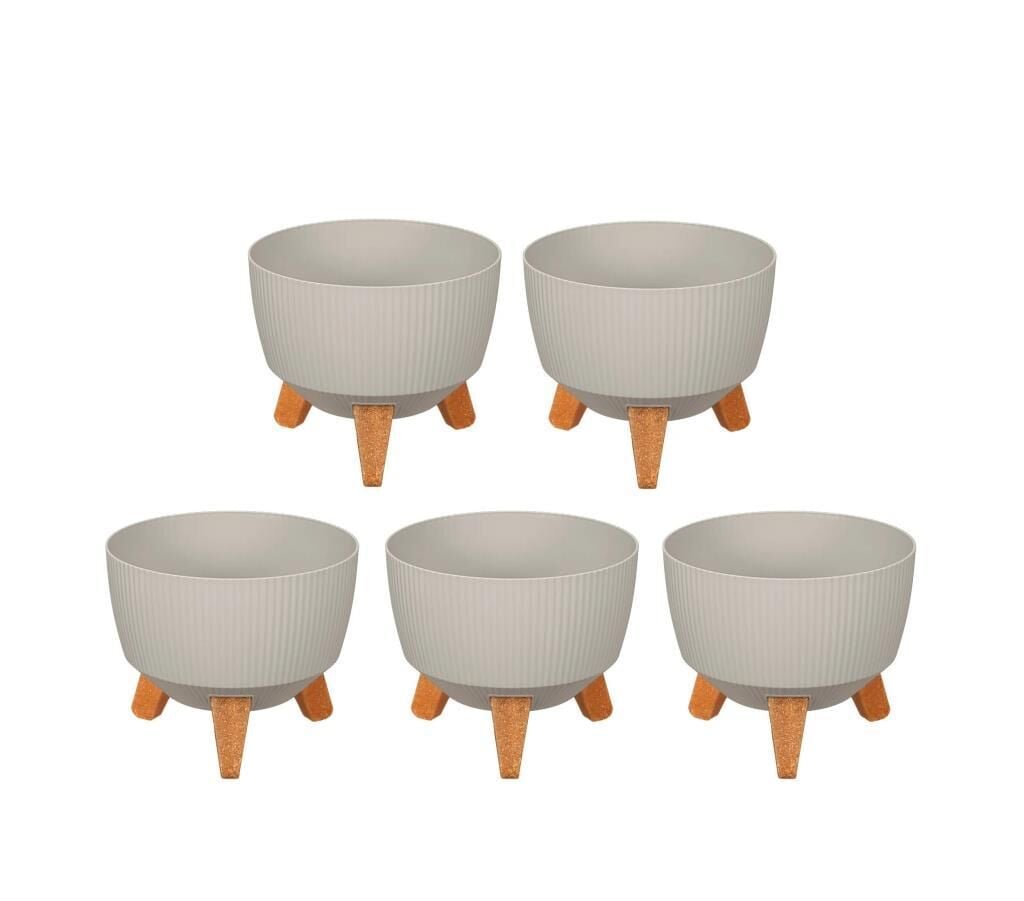 Omnipazar ELF-494 Dekoratif Ayaklı Nostalji Saksı 2.8 lt Taş Gri 5 Adet