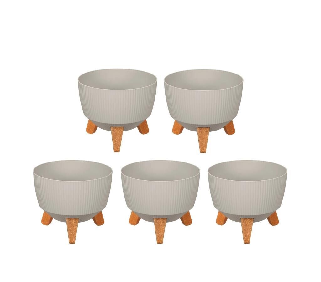 Omnipazar ELF-494 Dekoratif Ayaklı Nostalji Saksı 2.8 lt Taş Gri 5 Adet