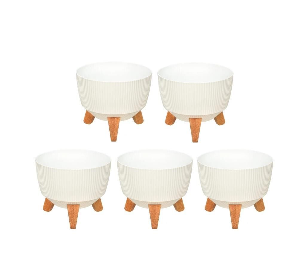 Omnipazar ELF-494 Dekoratif Ayaklı Nostalji Saksı 2.8 lt Beyaz 5 Adet