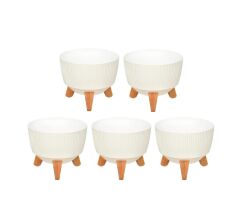 Omnipazar ELF-494 Dekoratif Ayaklı Nostalji Saksı 2.8 lt Beyaz 5 Adet