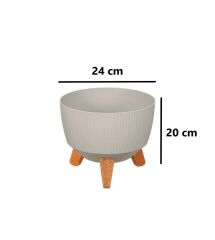 Omnipazar ELF 3 Boy Dekoratif Ayaklı Nostalji Saksı Takımı Bej