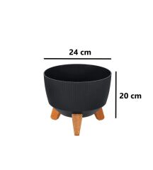 Omnipazar ELF-495 Dekoratif Ayaklı Nostalji Saksı 5 lt Antrasit 5 Adet