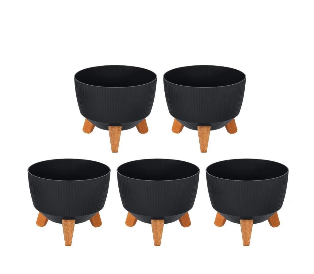 Omnipazar ELF-495 Dekoratif Ayaklı Nostalji Saksı 5 lt Antrasit 5 Adet