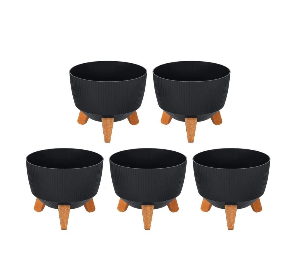 Omnipazar ELF-495 Dekoratif Ayaklı Nostalji Saksı 5 lt Antrasit 5 Adet