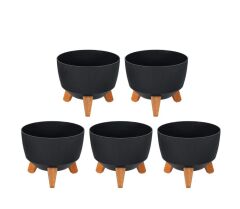 Omnipazar ELF-495 Dekoratif Ayaklı Nostalji Saksı 5 lt Antrasit 5 Adet