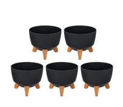 Omnipazar ELF-495 Dekoratif Ayaklı Nostalji Saksı 5 lt Antrasit 5 Adet