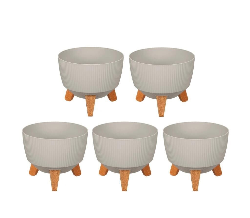 Omnipazar ELF-495 Dekoratif Ayaklı Nostalji Saksı 5 lt Taş Gri 5 Adet