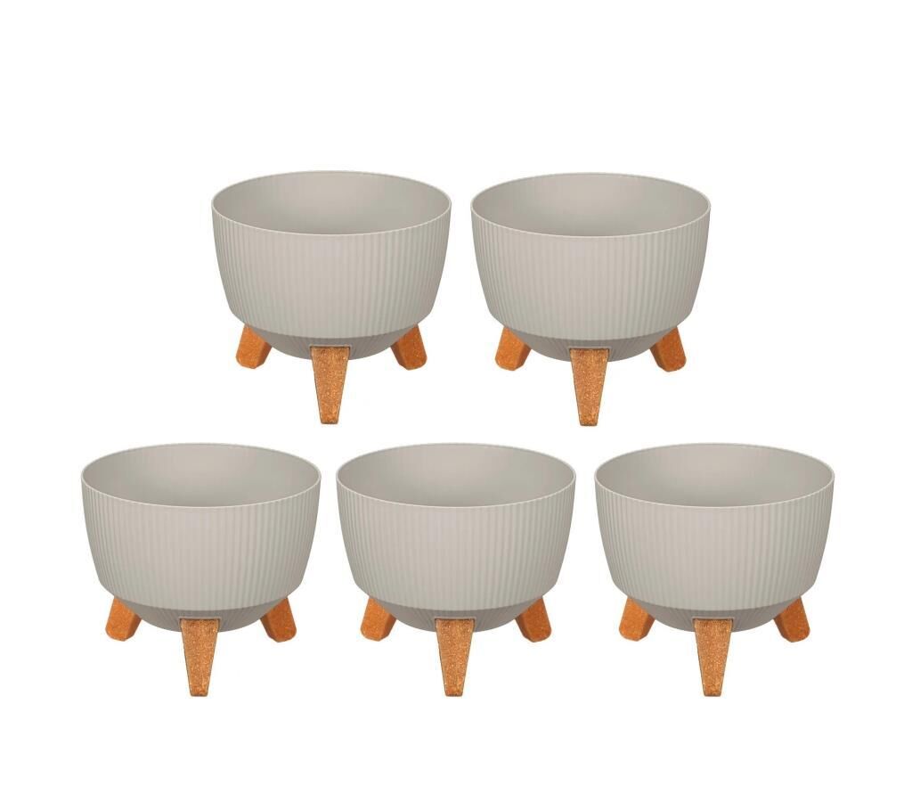 Omnipazar ELF-495 Dekoratif Ayaklı Nostalji Saksı 5 lt Taş Gri 5 Adet