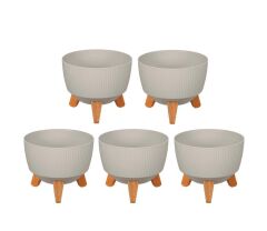 Omnipazar ELF-495 Dekoratif Ayaklı Nostalji Saksı 5 lt Taş Gri 5 Adet