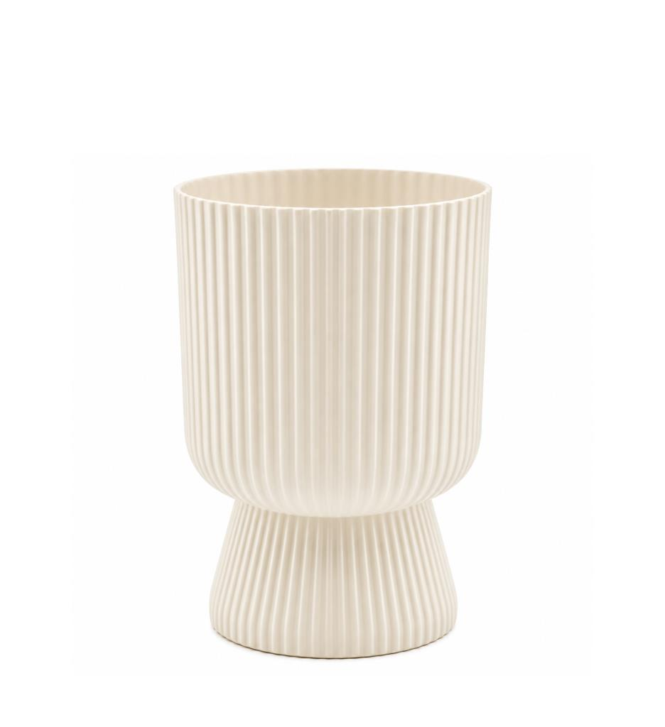 Omnipazar SO-LTSA01 Lotus Ayaklı Plastik Vazo Çiçek Saksı 1.8 Litre No: 1 Bej