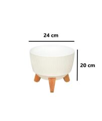 Omnipazar ELF 3 Boy Dekoratif Ayaklı Nostalji Saksı Takım Beyaz