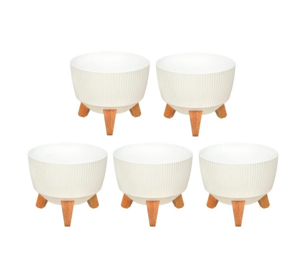 Omnipazar ELF-495 Dekoratif Ayaklı Nostalji Saksı 5 lt Beyaz 5 Adet