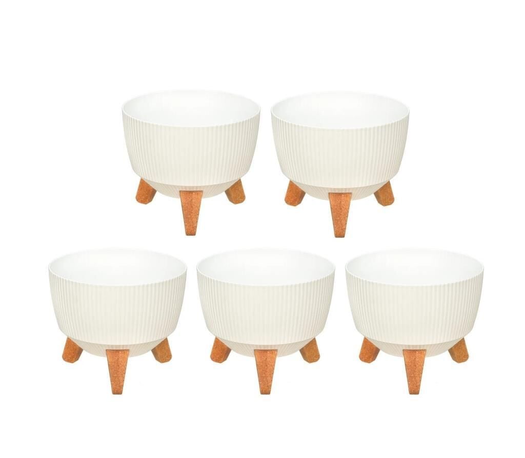 Omnipazar ELF-495 Dekoratif Ayaklı Nostalji Saksı 5 lt Beyaz 5 Adet