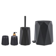 Omnipazar ELF-479 Geo 4'lü Çöp Kovalı Wc Fırçalı Banyo Seti
