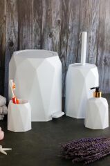 Omnipazar ELF-479 Geo 4'lü Çöp Kovalı Wc Fırçalı Banyo Seti