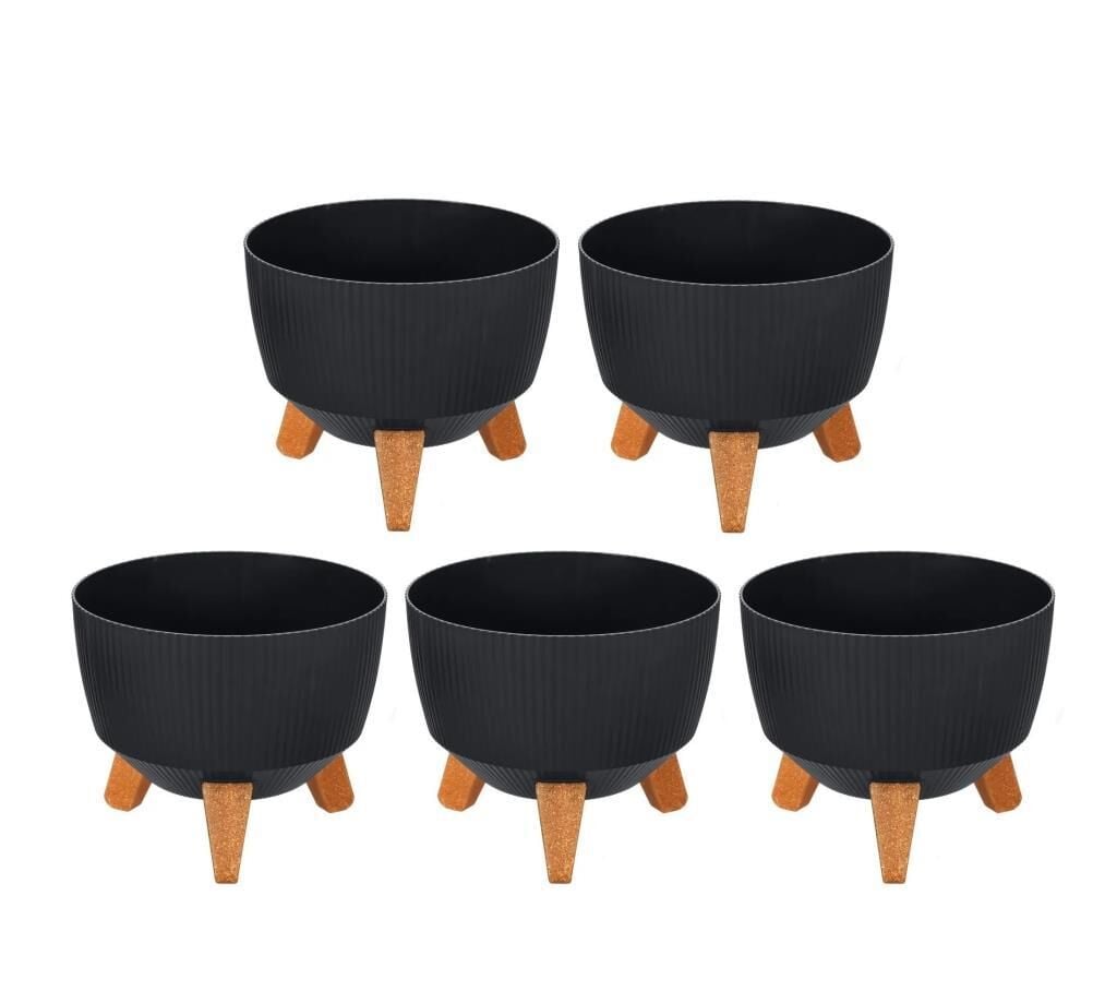 Omnipazar ELF-496 Dekoratif Ayaklı Nostalji Saksı 9 lt Antrasit 5 Adet