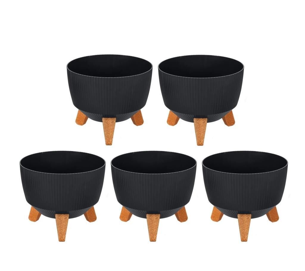 Omnipazar ELF-496 Dekoratif Ayaklı Nostalji Saksı 9 lt Antrasit 5 Adet