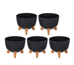 Omnipazar ELF-496 Dekoratif Ayaklı Nostalji Saksı 9 lt Antrasit 5 Adet