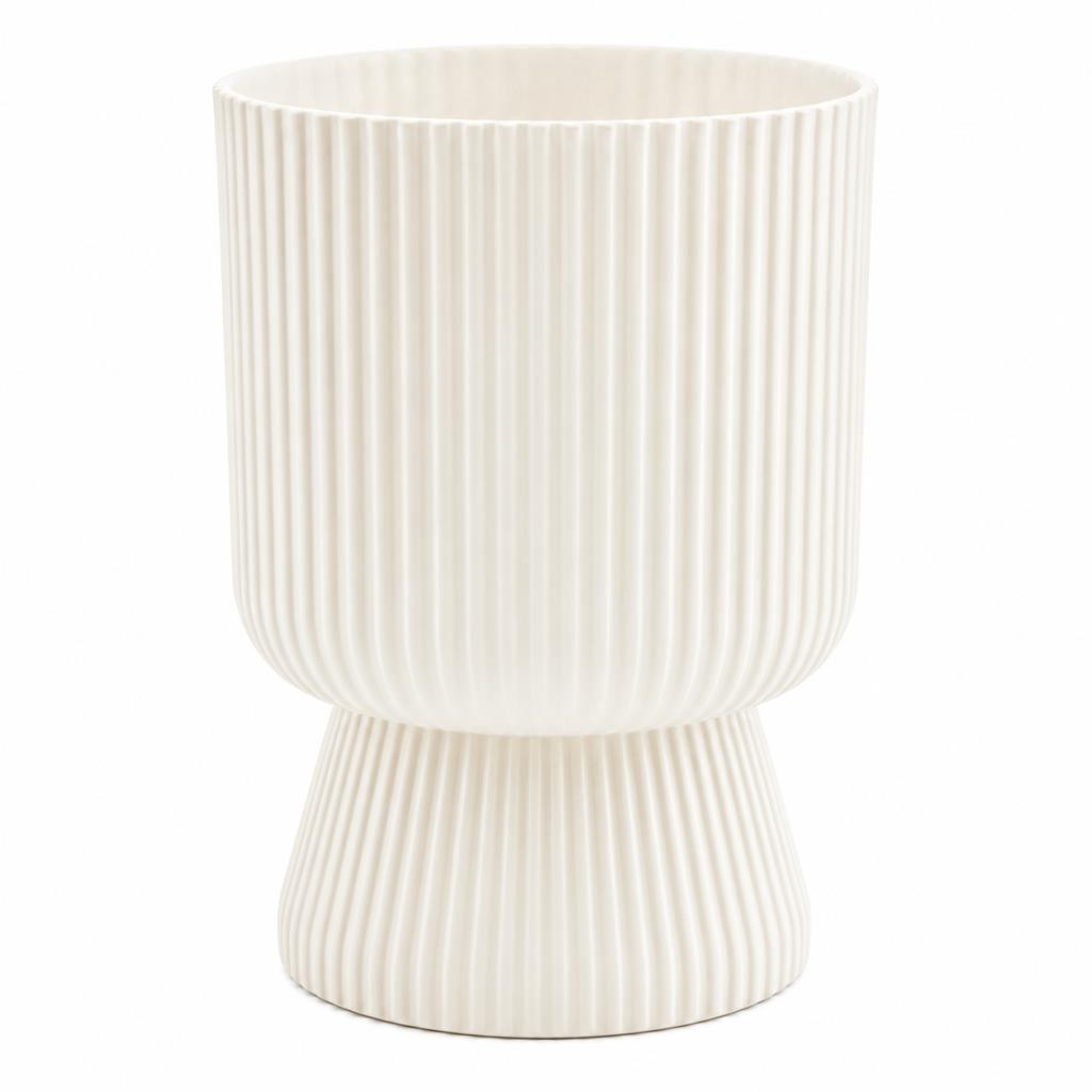Omnipazar SO-LTSA01 Lotus Ayaklı Plastik Vazo Çiçek Saksı 1.8 Litre No: 1 Beyaz