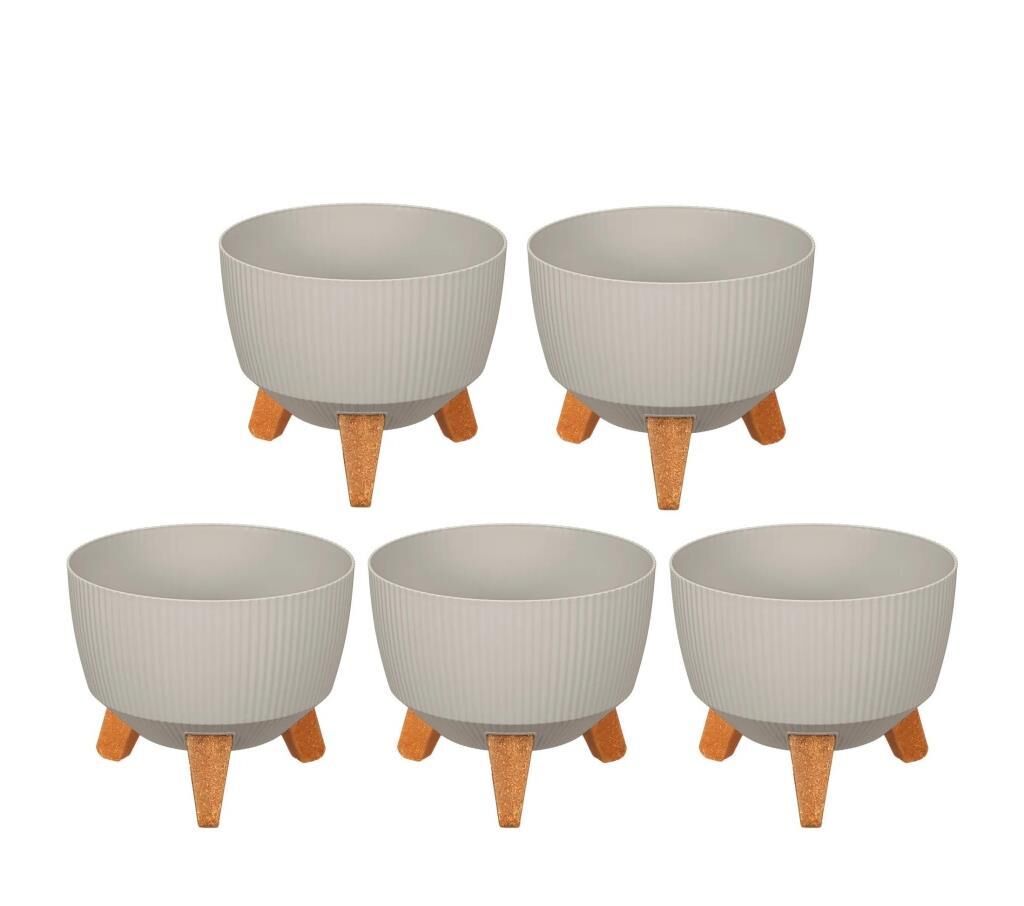 Omnipazar ELF-496 Dekoratif Ayaklı Nostalji Saksı 9 lt Taş Gri 5 Adet