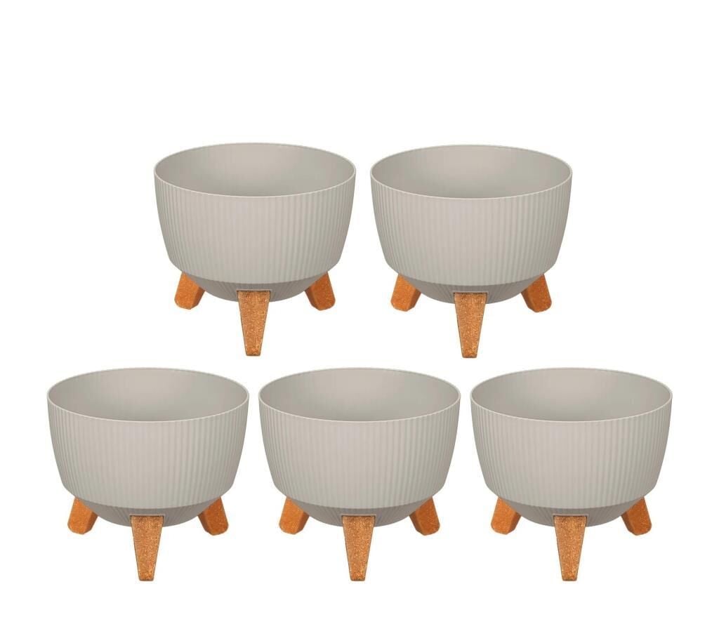 Omnipazar ELF-496 Dekoratif Ayaklı Nostalji Saksı 9 lt Taş Gri 5 Adet