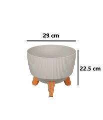 Omnipazar ELF-496 Dekoratif Ayaklı Nostalji Saksı 9 lt Taş Gri 5 Adet