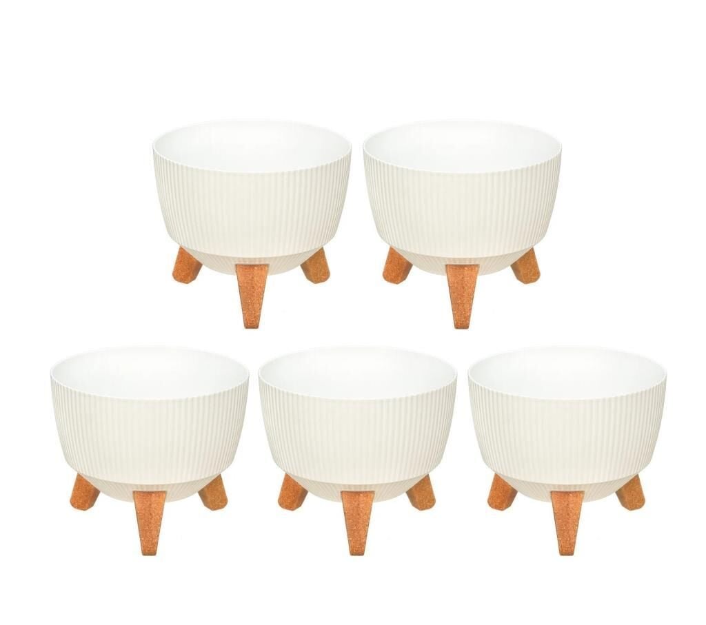 Omnipazar ELF-496 Dekoratif Ayaklı Nostalji Saksı 9 lt Beyaz 5 Adet