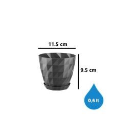 Omnipazar SO-KRT1 Dekoratif Kristal Saksı Takımı 0.6 Lt Antrasit 5 Adet