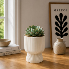 SO-LTSA01 Lotus Ayaklı Plastik Vazo Çiçek Saksı 1.8 Litre No:1 Kum Beji 6 Adet