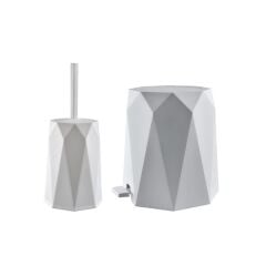 Omnipazar ELF-478 Geo 2'li Çöp Kovalı Wc Fırçalı Banyo Seti