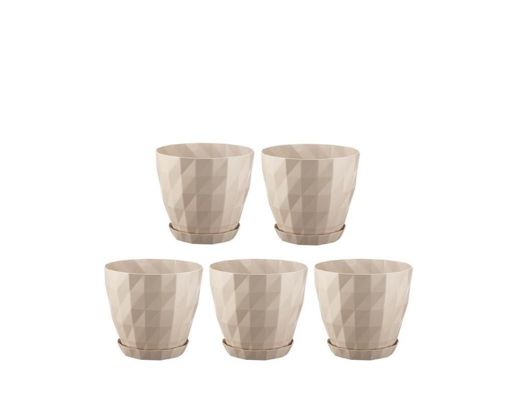 Omnipazar SO-KRT1 Dekoratif Kristal Saksı Takımı 0.6 Lt Kirli Beyaz 5 Adet