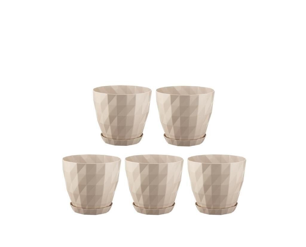 Omnipazar SO-KRT1 Dekoratif Kristal Saksı Takımı 0.6 Lt Kirli Beyaz 5 Adet