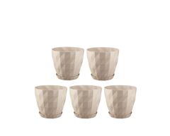 Omnipazar SO-KRT1 Dekoratif Kristal Saksı Takımı 0.6 Lt Kirli Beyaz 5 Adet