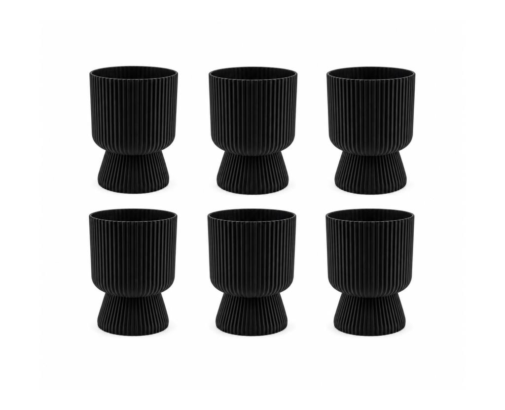 SO-LTSA01 Lotus Ayaklı Plastik Vazo Çiçek Saksı 1.8 Litre No:1 Siyah 6 Adet