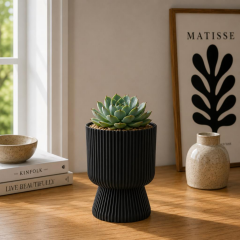 SO-LTSA01 Lotus Ayaklı Plastik Vazo Çiçek Saksı 1.8 Litre No:1 Siyah 6 Adet