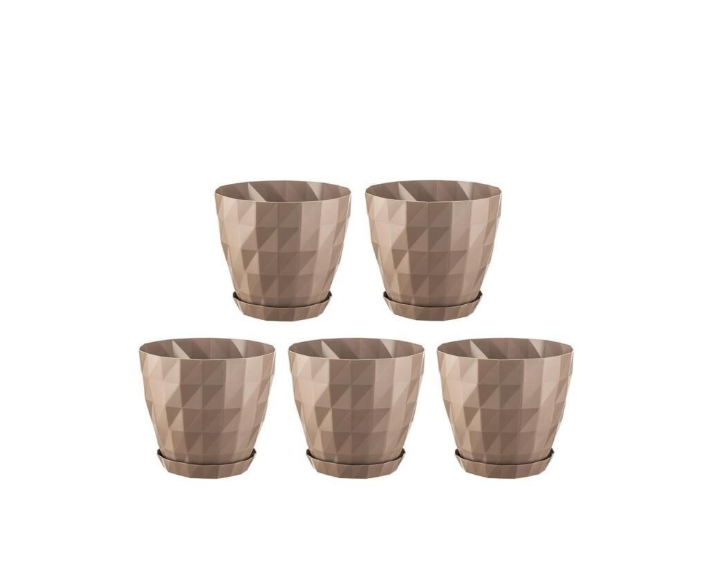 Omnipazar SO-KRT1 Dekoratif Kristal Saksı Takımı 0.6 Lt Mocha 5 Adet