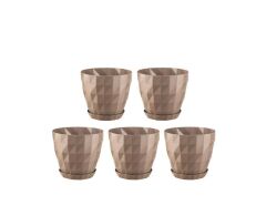 Omnipazar SO-KRT1 Dekoratif Kristal Saksı Takımı 0.6 Lt Mocha 5 Adet