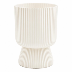SO-LTSA01 Lotus Ayaklı Plastik Vazo Çiçek Saksı 1.8 Litre No:1 Beyaz 6 Adet