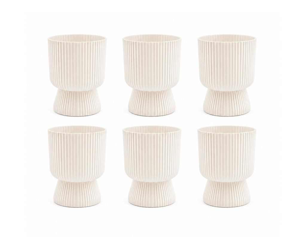 SO-LTSA01 Lotus Ayaklı Plastik Vazo Çiçek Saksı 1.8 Litre No:1 Beyaz 6 Adet