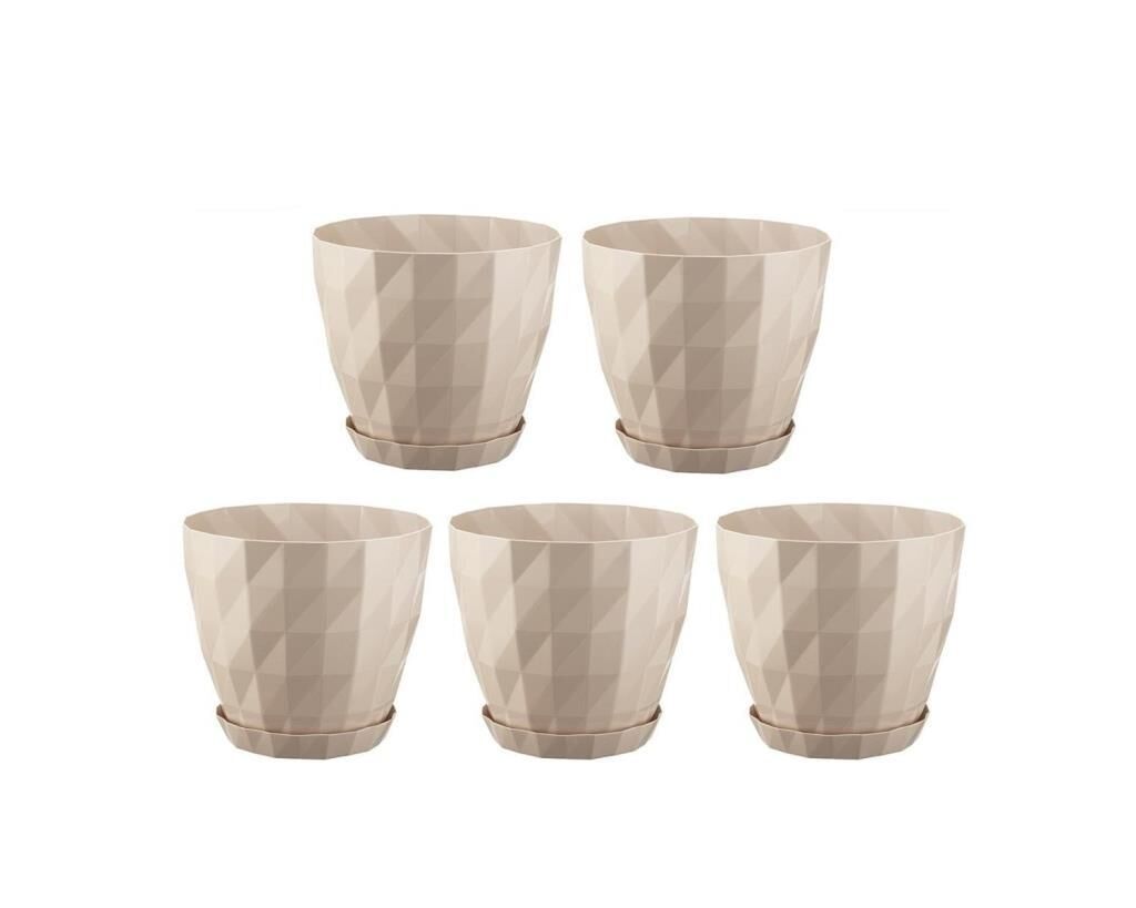 Omnipazar SO-KRT2 Dekoratif Kristal Saksı Takımı 1.15 lt Kirli Beyaz 5 Adet