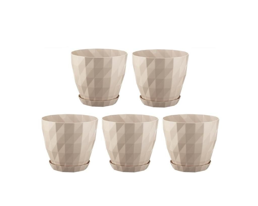 Omnipazar SO-KRT2 Dekoratif Kristal Saksı Takımı 1.15 lt Kirli Beyaz 5 Adet