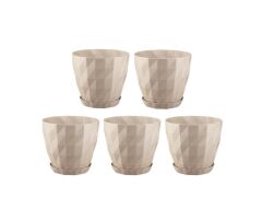 Omnipazar SO-KRT2 Dekoratif Kristal Saksı Takımı 1.15 lt Kirli Beyaz 5 Adet